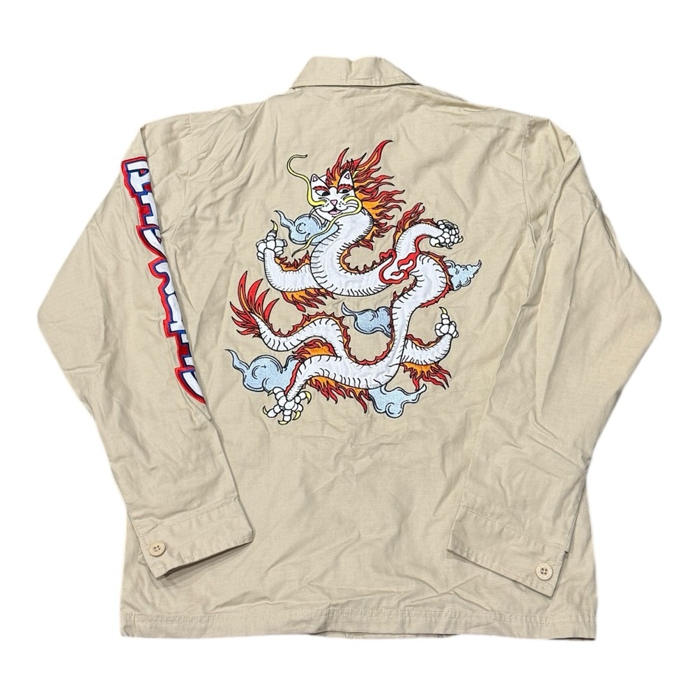 RIPNDIP Dragonerm Ripstop Work Jacket Beige Embroidered Men’s Sz S
